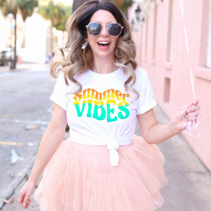 Colorful Summer Vibes Heat Liquified Lettering T Shirt