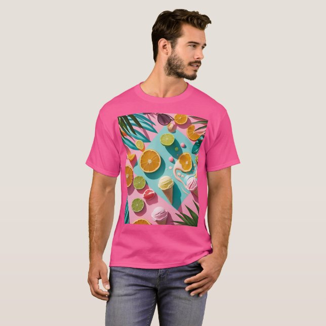 Colorful Summer Vibes Tropical Design – Bright Cit T Shirt (Hel framsida)