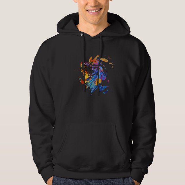 Colorful Surfing  Surfer Surfboard Graphic Hoodie (Framsida)