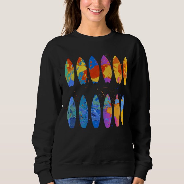 Colorful Surfing  Surfer Surfboard Graphic T Shirt (Framsida)