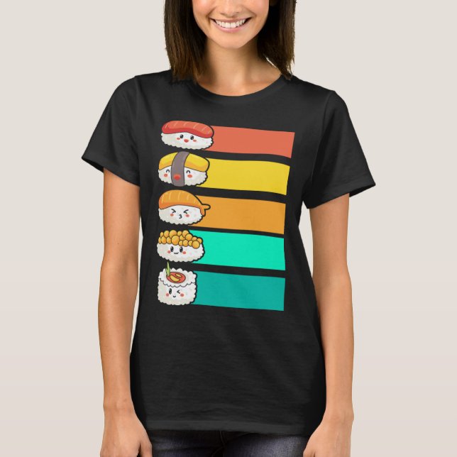 Colorful Sushi Japanese Food Sashimi T Shirt (Framsida)