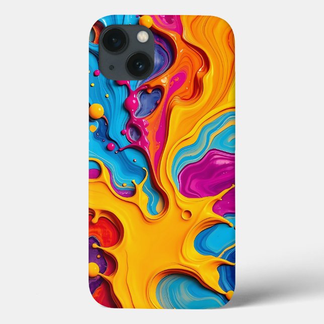 Colorful Swirl Abstract Ink iPhone Case (Baksida)