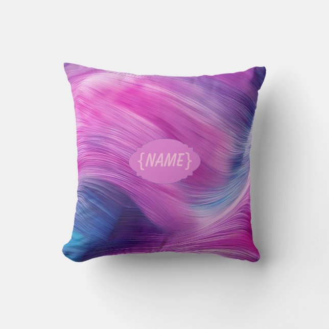 Colorful Swirl Personalized Name  Kudde (Framsida)
