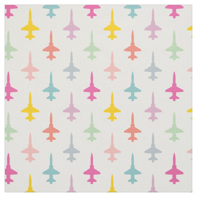 Colorful T-38 Talon Fighter Jet Pattern Pastel Tyg (Provkarta)