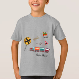 Colorful Tåg Little Boy First Namn Choo Choo Kid T Shirt
