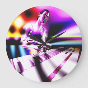 Colorful Tangentbord Musician Stor Klocka