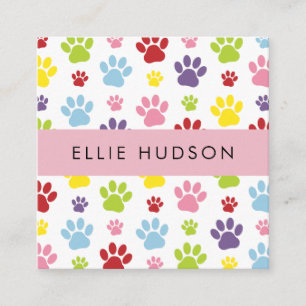 Colorful Tass, Hund Groomer, Dog Walker, Pet Shop Fyrkantigt Visitkort