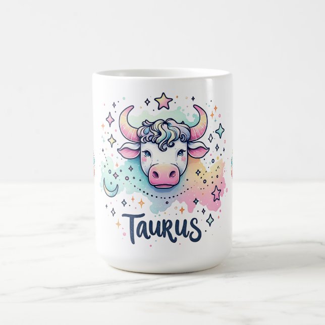 Colorful Taurus Bull Zodac Astrology Kaffemugg (Center)