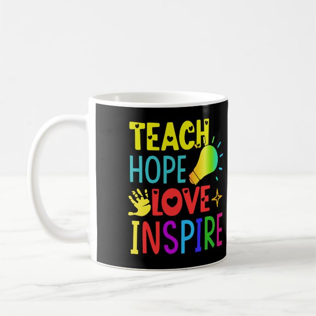 Colorful Teach Hope Kärlek och Inspire Kaffemugg (Vänster)