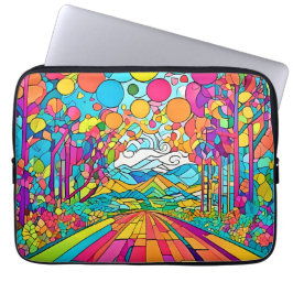 Colorful Tecknad Park Scene Laptop Fodral