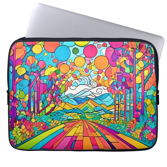 Colorful Tecknad Park Scene Laptop Fodral (Framsidan)