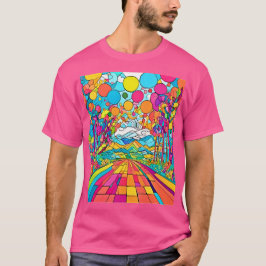 Colorful Tecknad Park Scene T Shirt