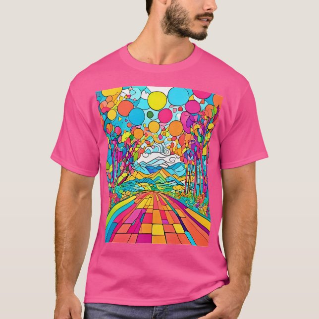 Colorful Tecknad Park Scene T Shirt (Framsida)