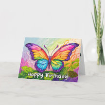 Colorful Teckning Butterfly Grattis på födelsedage