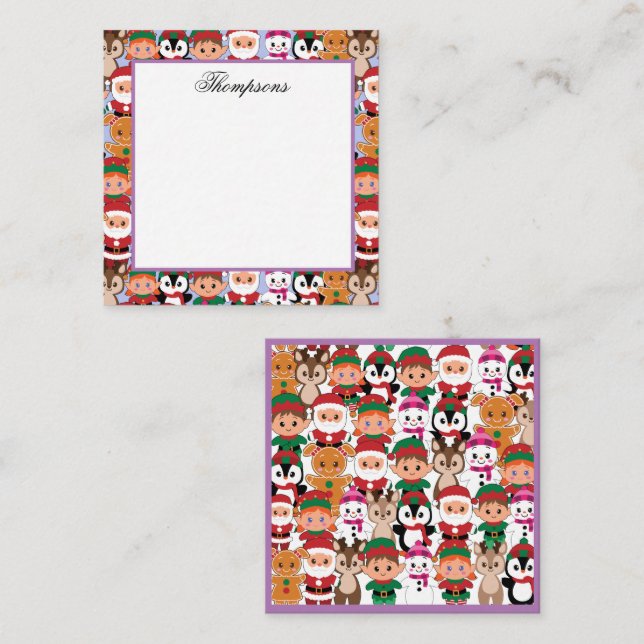 Colorful Teddy-jul med många yrken Anteckningskort (Fram/baksida)