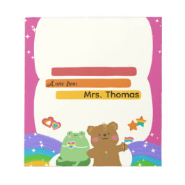 Colorful Teddybear Rainbow Teacher Notepad Anteckningsblock