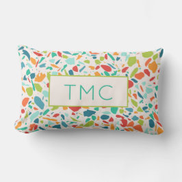 Colorful Terrazzo Architectural Monogram Initialer Lumbarkudde