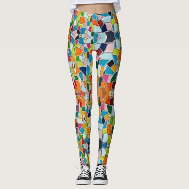Colorful Terrazzo Mosaic Leggings (Framsida)