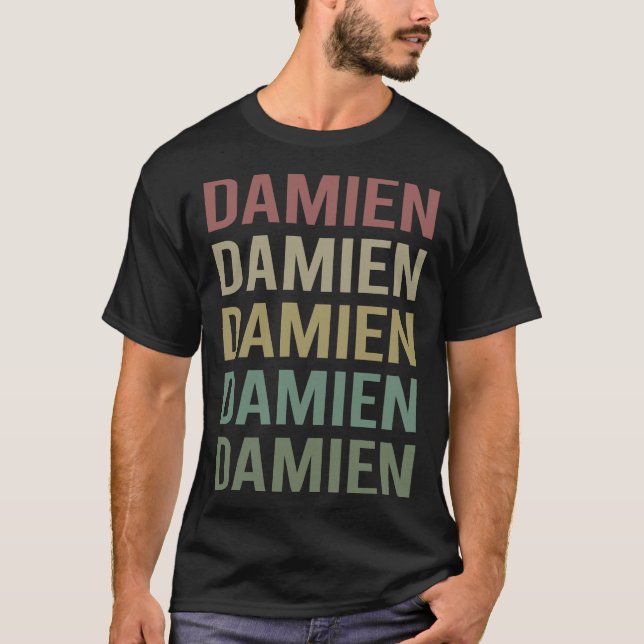 Colorful Text Art - Damien Namn T Shirt (Framsida)