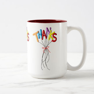 Colorful "Thanks" Spelled by Balloon Thank You Mug Två-Tonad Mugg
