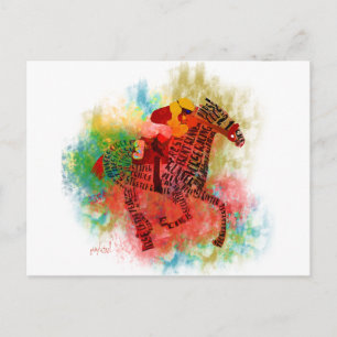 Colorful Thoroughborn in Typography Vykort