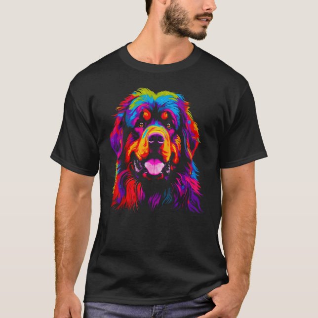 Colorful Tibetan Mastiff Dog T Shirt (Framsida)