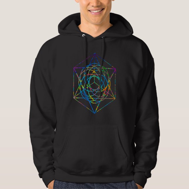 Colorful Tie Dye Mandala Sacred Geometry Occult Yo Hoodie (Framsida)