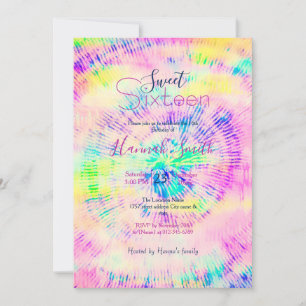 Colorful Tie Dye Neon Summer Inbjudningar