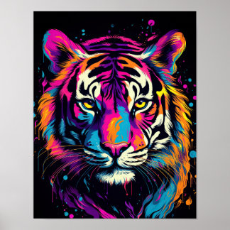 Colorful Tiger Ansikte Porträtt Poster