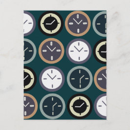 Colorful Time Clock Pattern Watchmaker  Vykort
