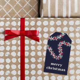 Colorful Tinsel Garland Merry Christmas Gift Tag Presentetikett
