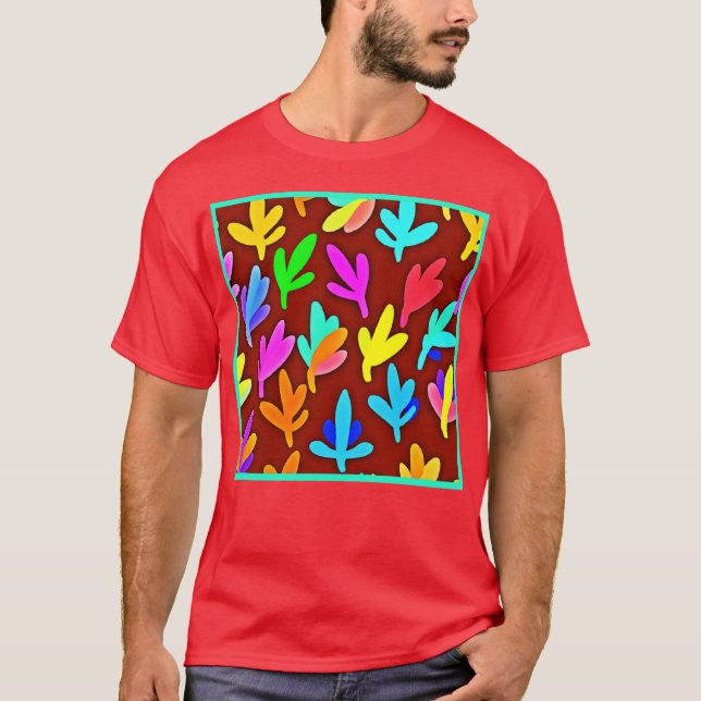 Colorful Träd Lövs Dance Mönster T Shirt (Framsida)