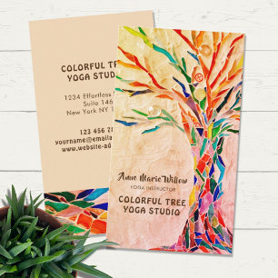 Colorful Träd Yoga Studio Beige Coral Visitkort