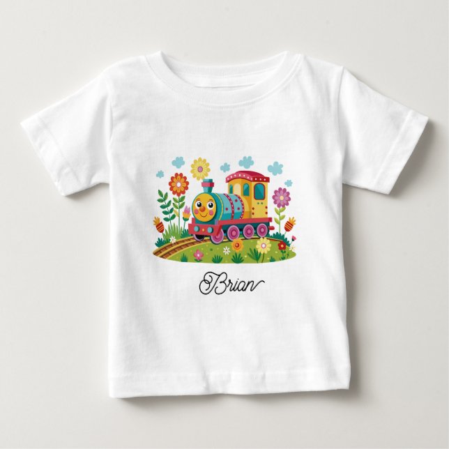 Colorful Train Engine T Shirt (Framsida)