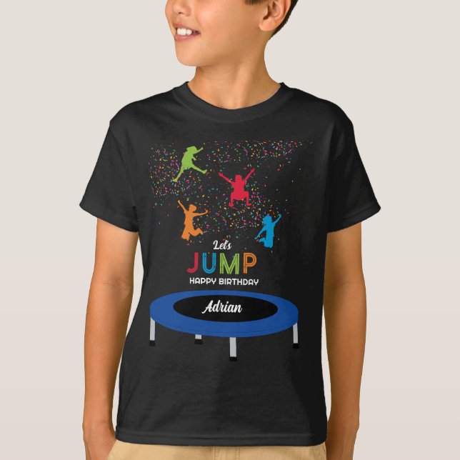 Colorful Trampoline Park Jump Barns födelsedag Par T Shirt (Framsida)
