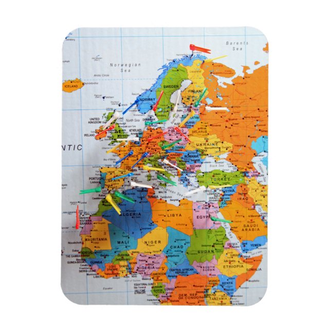 Colorful Travel Karta Magnet (Vertikal)