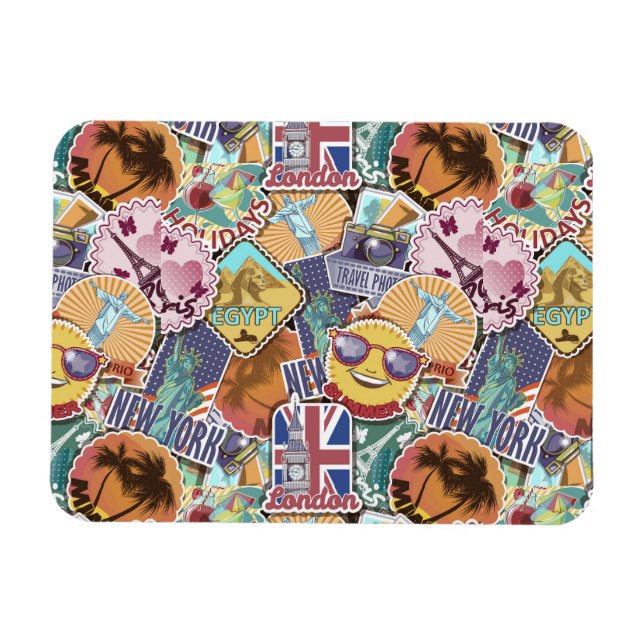 Colorful Travel Sticker Mönster Magnet (Horisontell)
