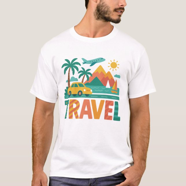 Colorful Travel Vacation Adventure T Shirt (Framsida)