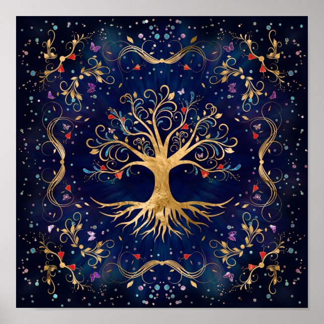 Colorful Tree of Life - Yggdrasil Poster (Framsidan)