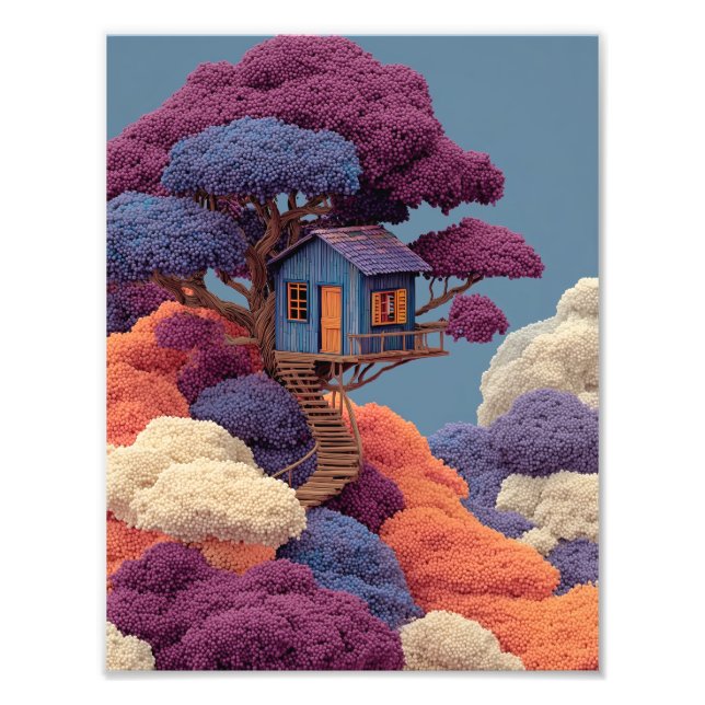 Colorful Trehouse Wall Art Fototryck (Framsidan)