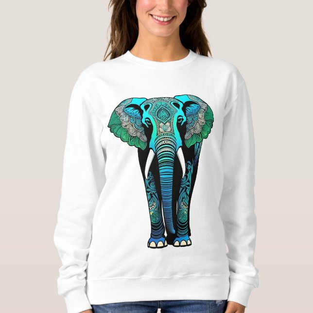 Colorful Tribal Elephant - Artistic Wildlife T Shirt (Framsida)