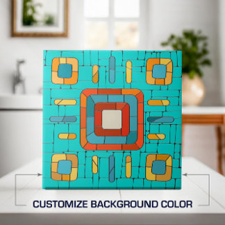 Colorful Tribal Mosaic Art Kakelplatta