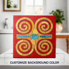 Colorful Tribal Mosaic Art Kakelplatta