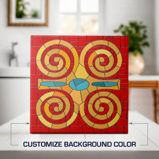 Colorful Tribal Mosaic Art Kakelplatta