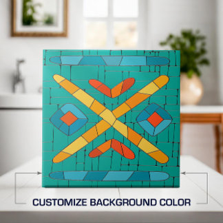 Colorful Tribal Mosaic Art Kakelplatta