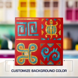 Colorful Tribal Mosaic Art Kakelplatta