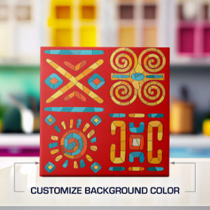 Colorful Tribal Mosaic Art Kakelplatta