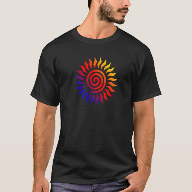COLORFUL TRIBAL SUN SPIRAL SYMBOL Premium T Shirt (Framsida)