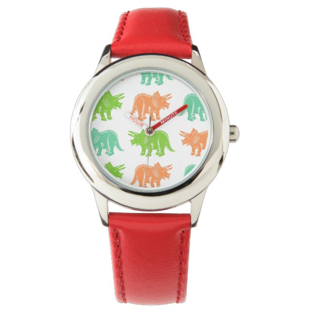 Colorful Triceratops Mönster Wristwatch Armbandsur (Framsida)