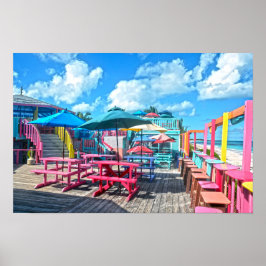 Colorful Tropical Bahamas Pub och Grill Poster